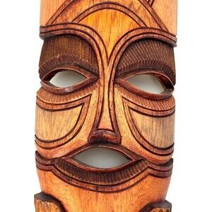 Hand Carved Wooden African Face Mask Tribal Wall Art Africa Wood Paint Oak Stain